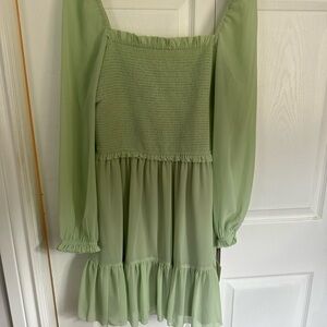 Sage Green Smocked Dress